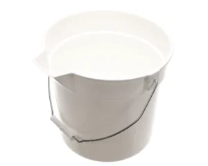 a white bucket with a handle