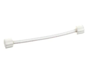 a white cable with white plastic caps