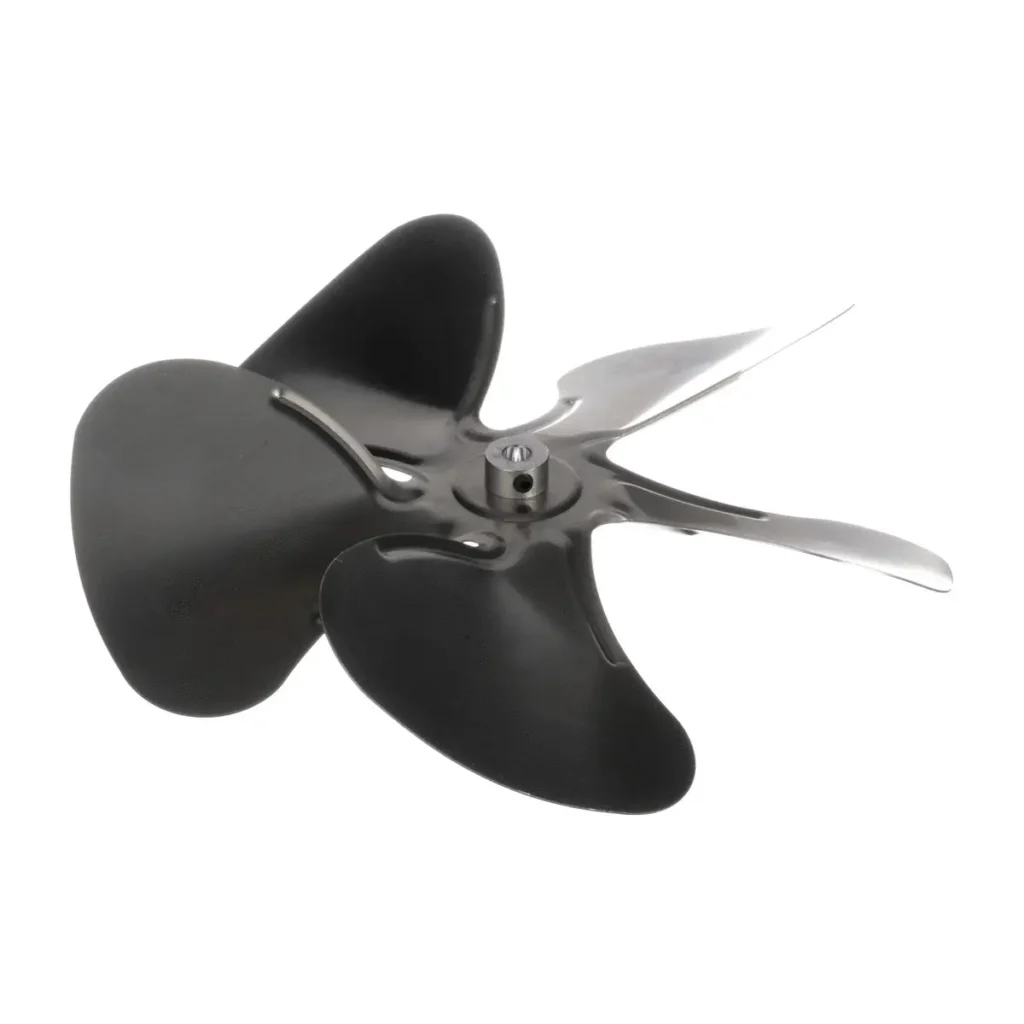 a black and silver propeller