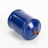 a blue cylinder with a copper tube