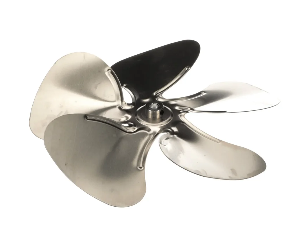 a metal propeller with four blades