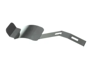 a black metal object with a white background