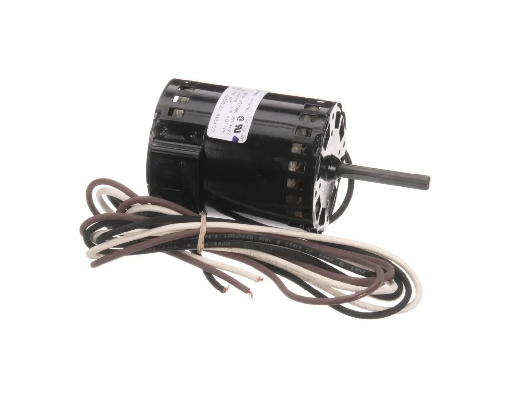 a black motor with white and brown wires