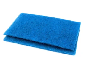 a blue sponge on a white background