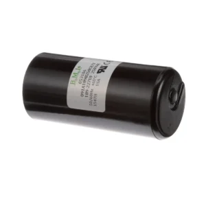 a black cylinder with white label