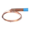 a copper wire with a blue tube