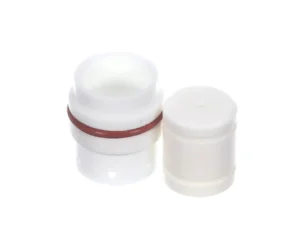 a white and red plastic cylinder