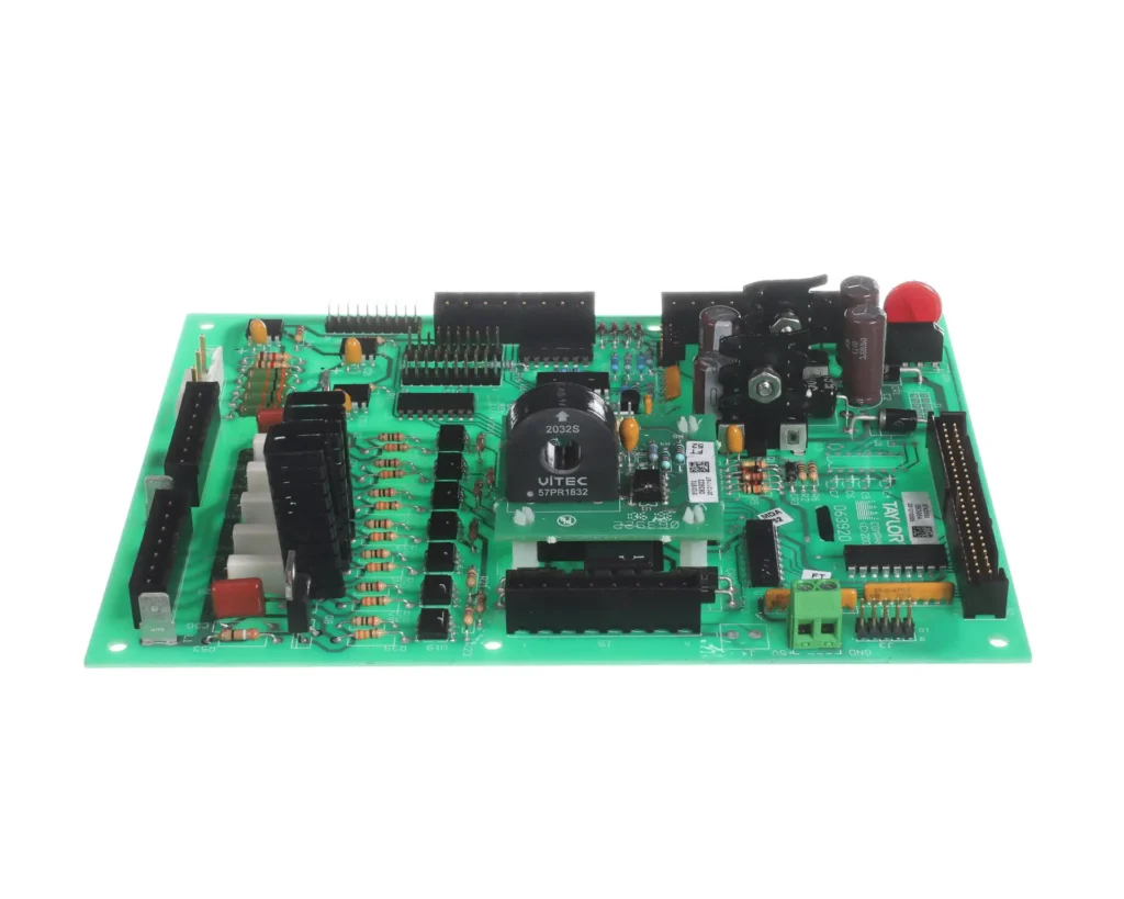 a green circuit board with many different components