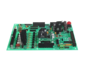 a green circuit board with many different components