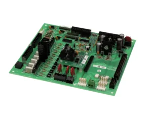 a green circuit board with many different components