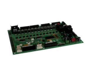 a green circuit board with many different components