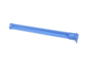 a blue plastic tube with nozzles