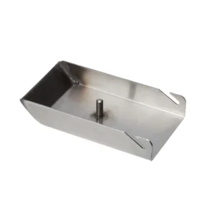 a metal tray with a hole