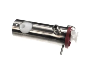 a metal cylinder with a red cap