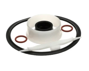 a white and black gasket and a white ring