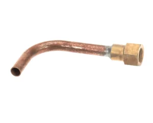 a copper pipe with a nut