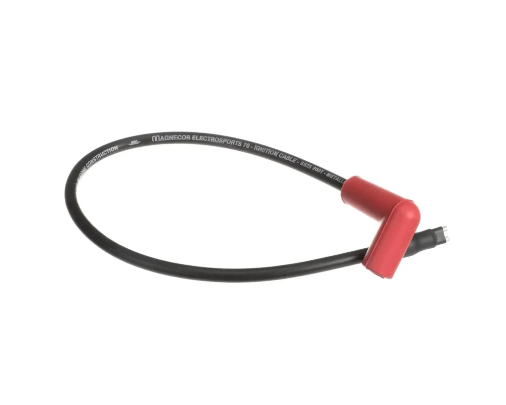 a black and red cable with a red lock