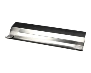 a silver rectangular object with black edges