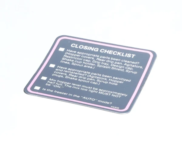 Taylor Closing Checklist Decal