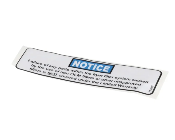 Henny Penny Label- Filter Notice