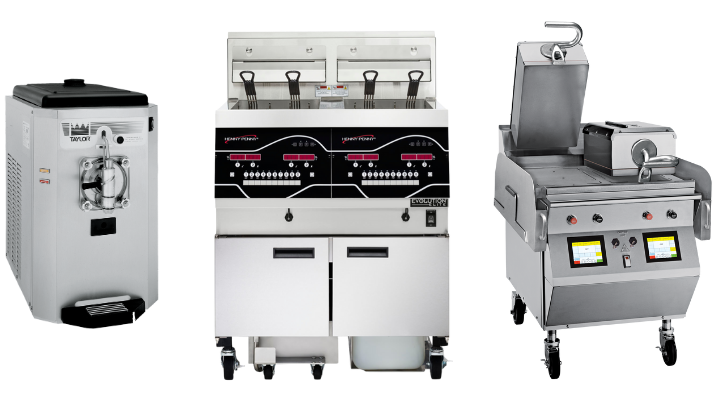 DSL commercial bar equipment lineup. Taylor slush and grill machines, Henny Penny open fryer